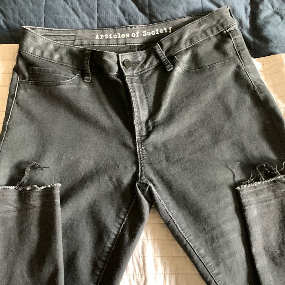 Articles of Society black waxed skinny jeans